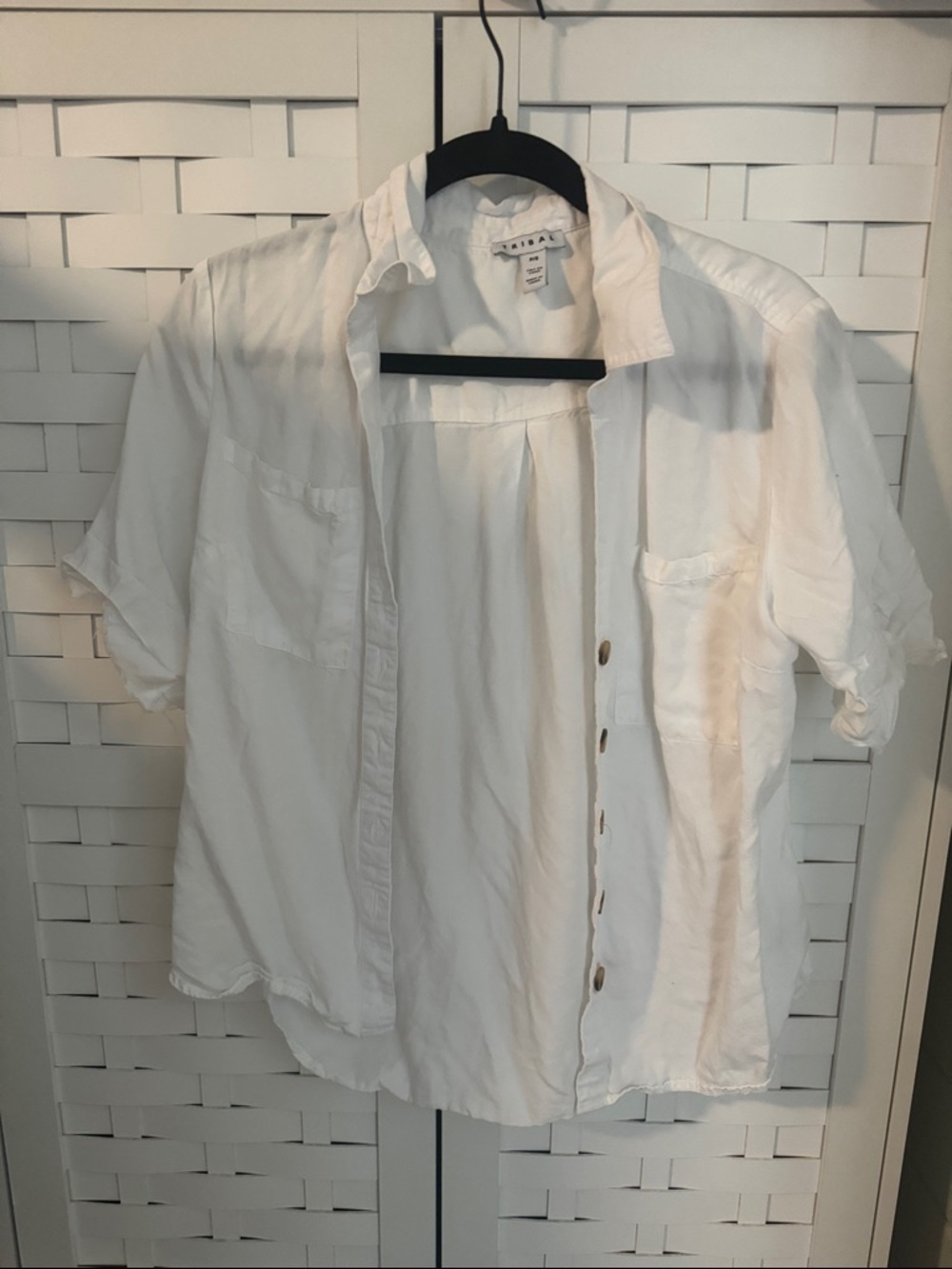 Tribal White Short-Sleeve Button-Down Shirt